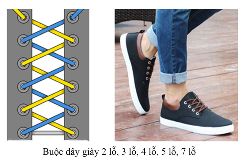 3 lỗ Cách buộc dây giày 3 lỗ để giảm thiểu sự phức tạp trong trang phục