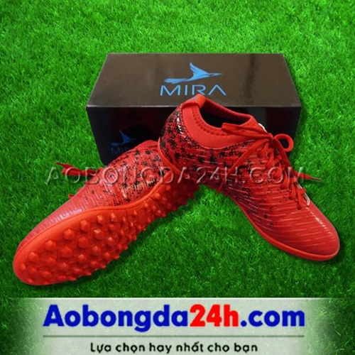 Giày Mira 02 (MR02) màu đỏ ngọc, đinh TF, da PU chống nước