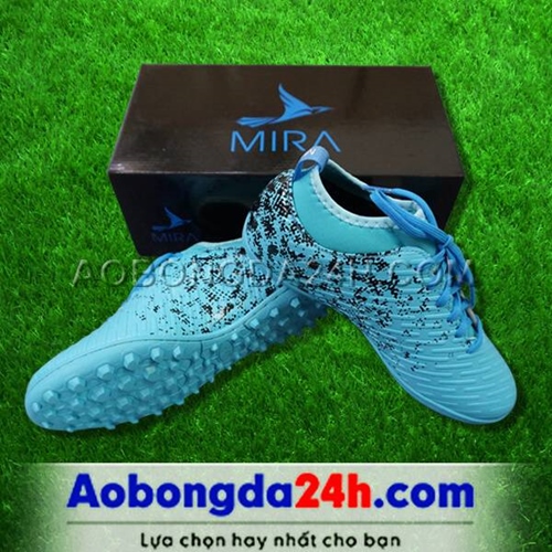 Giày Mira 02 (MR02) màu xanh ngọc, đinh TF, da PU chống nước