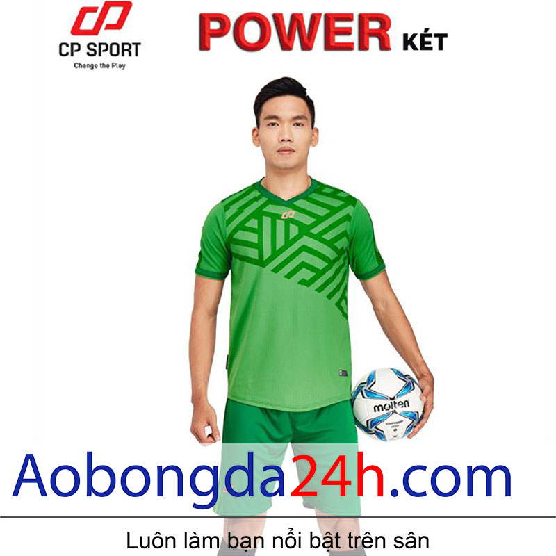 áo bóng đá khôgn logo Power xanh két